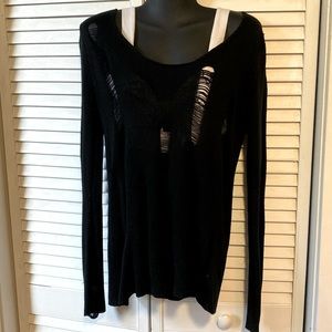 Goth grunge distressed sweater sz M punk witch